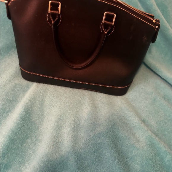 Dooney & Bourke Black Leather Dome Satchel with Contrast Stitching - Picture 2 of 5